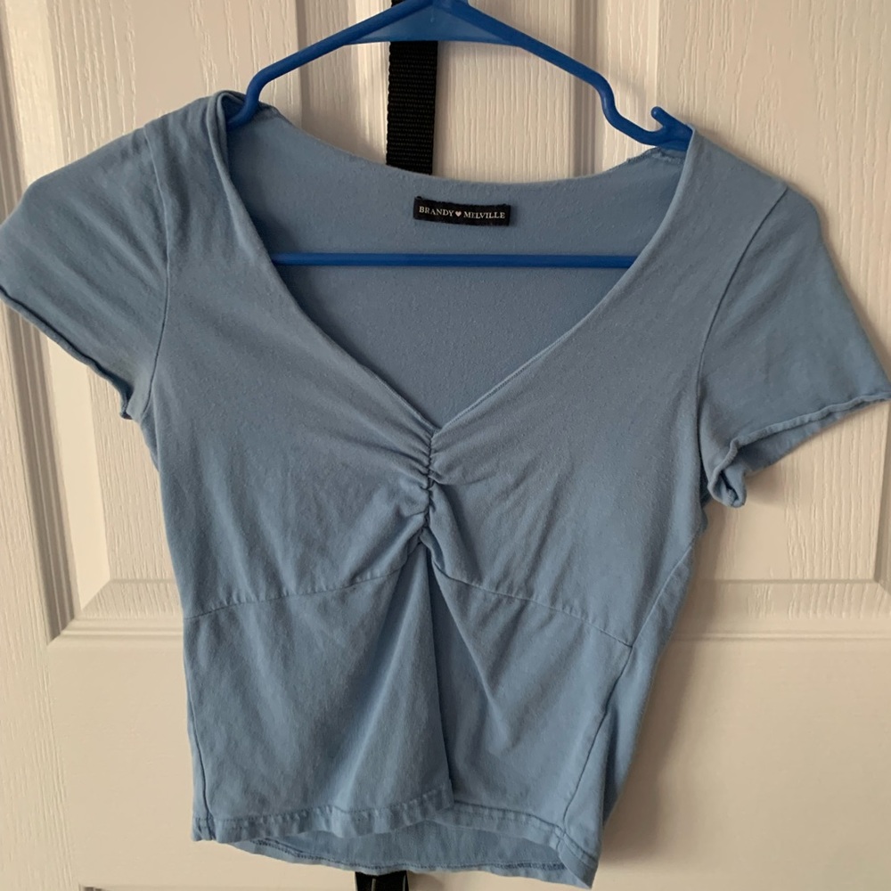 Brandy Melville John Galt Blue Scrunch Crop Top One Size